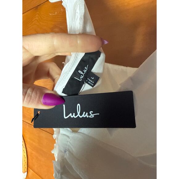 NWT Lulus Exceptional Entrance White Sleeveless Tiered Rosette Midi Dress Size L - Picture 6 of 7